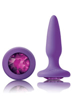 Load image into Gallery viewer, Glams Mini Silicone Butt Plug - Purple/Purple Gem - Small
