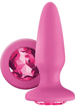 Load image into Gallery viewer, Glams Silicone Butt Plug - Pink/Pink Gem
