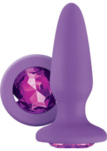 Load image into Gallery viewer, Glams Silicone Butt Plug - Purple/Purple Gem
