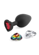 Load image into Gallery viewer, Glams Xchange Heart Silicone Anal Plug - Black - Medium
