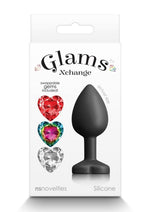 Load image into Gallery viewer, Glams Xchange Heart Silicone Anal Plug - Black - Small
