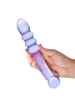 Load image into Gallery viewer, Glas Purple Rain Ribbed Dildo
