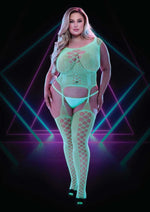 Load image into Gallery viewer, Glow In The Dark Bodystocking - Glow In The Dark/Green - Plus Size/Queen
