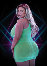 Load image into Gallery viewer, Glow In The Dark Mini Dress - Glow In The Dark/Green - Plus Size