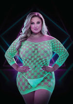 Load image into Gallery viewer, Glow In The Dark Mini Dress - Glow In The Dark/Green - Plus Size