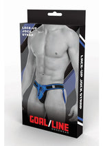 Load image into Gallery viewer, Goal Line Lace-Up Jockstrap - Blue - Medium/Small