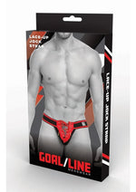 Load image into Gallery viewer, Goal Line Lace-Up Jockstrap - Red - Medium/Small