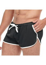 Load image into Gallery viewer, Goal Line Side Split Mesh Booty Shorts - Black - Large/XLarge