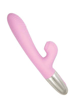 Load image into Gallery viewer, Goddess Tapping Thruster Rechargeable Silicone Vibrator with Clitoral Stimulator - Pink
