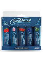 Load image into Gallery viewer, Goodhead Slick Head Glide Water Based Flavored Lubricants 5pc Set Assorted Flavors
