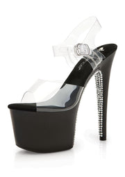 Half Rhinestone Platform Sandal - Size 6