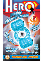 Load image into Gallery viewer, Hero Double Pleaser Teaser Vibrating Cock Ring - Blue
