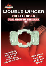Load image into Gallery viewer, Humm Dinger Night Rider Double Dinger Vibrating Cock Ring - Glow In The Dark

