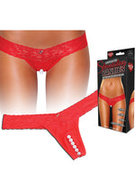 Load image into Gallery viewer, Hustler Toys Crotchless Stimulating Panties Thong with Pearl Pleasure Beads - Red - Medium/Small
