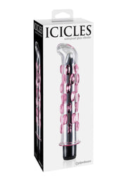 Icicles No 19 Textured Glass G-Spot Vibrator - Clear/Pink