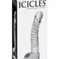 Icicles No. 61 Textured Glass G-Spot Dildo with Balls - Clear - 5in