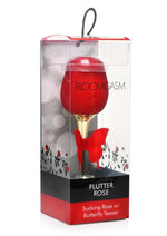 Load image into Gallery viewer, Inmi Bloomgasm Flutter Rose Rechargeable Silicone Sucking Rose with Butterfly Teaser - Gold/Red
