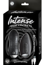 Load image into Gallery viewer, Intense Dual Vibe Kit # 3 Rechargeable Silicone Vibrators - Black
