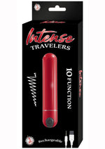 Load image into Gallery viewer, Intense Travelers Aluminum Rechargeable Vibrator - Metal/Red
