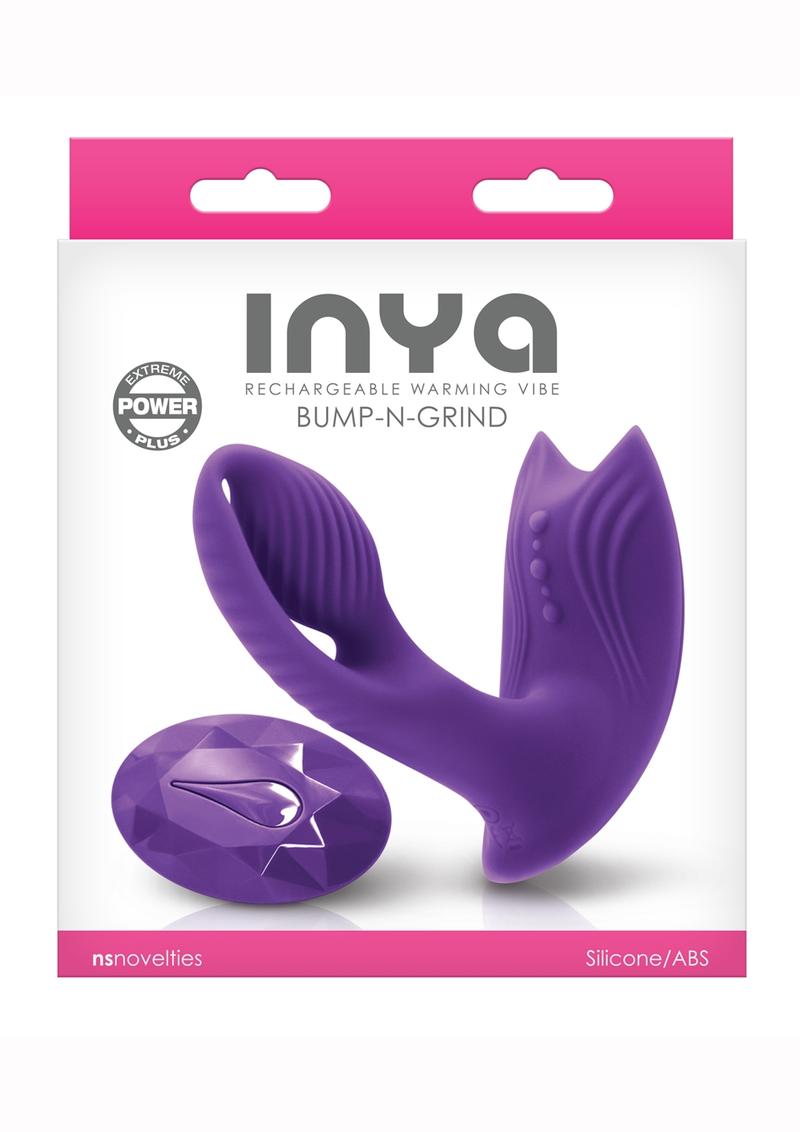 Inya Bump-N-Grind Silicone Rechargeable Warming Vibrator with Remote Control - Purple