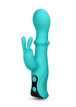 Load image into Gallery viewer, Inya Cyberluxe Rechargeable Silicone Rabbit Vibrator - Aqua/Blue
