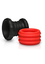 Load image into Gallery viewer, Jock 2-In-1 Silicone Cock Ring - Black/Red

