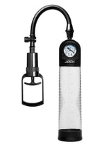 Load image into Gallery viewer, Jock Pump Up Gauge Penis Pump with Pull Rod - Black

