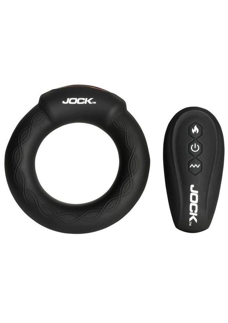 Jock Rumbler Vibrating and Warming Rechargeable Silicone C-Ring 1.8in with Remote - Black