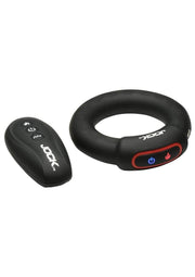 Jock Rumbler Vibrating and Warming Rechargeable Silicone C-Ring 2in with Remote - Black