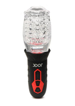 Load image into Gallery viewer, Jock Spinning and Vibrating Rechargeable Masturbator - Black/Clear