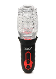 Jock Spinning and Vibrating Rechargeable Masturbator - Black/Clear