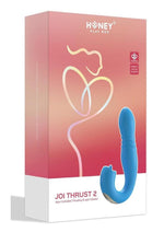 Load image into Gallery viewer, Joi Thrust 2 Pressure Sensing App Controlled Thrusting G-Spot Silicone Rechargeable Vibrator and Tongue Clit Licker - Blue/Gold