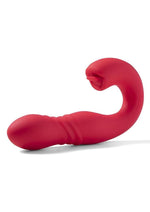 Load image into Gallery viewer, Joi Thrust 2 Pressure Sensing App Controlled Thrusting G-Spot Silicone Rechargeable Vibrator and Tongue Clit Licker - Gold/Red