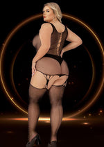 Load image into Gallery viewer, Key Hole Suspender Hose Bodystocking - Black - Queen
