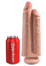 Load image into Gallery viewer, King Cock Two Cocks One Hole Dildo - Flesh/Vanilla - 9in
