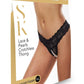 Lace and Pearls Crotchless Thong - Black - Medium/Small