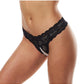 Lace and Pearls Crotchless Thong - Black - Medium/Small