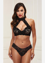 Load image into Gallery viewer, Lace Halter Bikni - Black - Medium/Small - Set