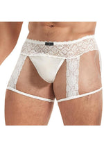 Load image into Gallery viewer, Lace King Men's Lace and Mesh Garter Panty - White - Large/XLarge