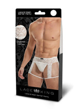 Load image into Gallery viewer, Lace King Men's Lace and Mesh Garter Panty - Black/White - Medium/Small