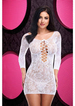 Load image into Gallery viewer, Lace Off The Shoulder Mini Dress - White - One Size