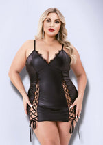 Load image into Gallery viewer, Lace-Up Wetlook Mini Dress-Q