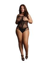 Load image into Gallery viewer, Le Desir Contrast Net Teddy - Black - Queen
