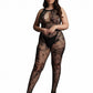 Le Desir Criss Cross Neck Bodystocking - Black - Queen