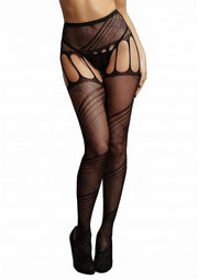 Le Desir Crotchless Cut Out Pantyhose - Black - One Size