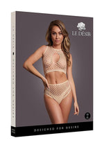 Load image into Gallery viewer, Le Desir Duo Net Key Hole Bra - Beige/Tan - One Size - Set
