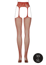 Load image into Gallery viewer, Le Desir Fishnet and Lace Garterbelt Stocking - One Size - Sunset Glow