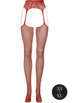 Load image into Gallery viewer, Le Desir Fishnet and Lace Garterbelt Stocking - One Size - Sunset Glow