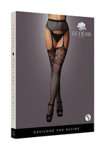 Load image into Gallery viewer, Le Desir Garterbelt Stocking with Lace Top - Black - One Size