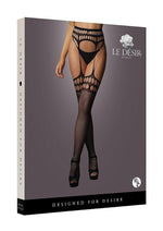 Load image into Gallery viewer, Le Desir Garterbelt Stockings with Open Design - Black - One Size